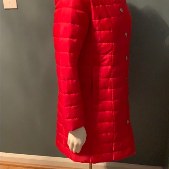 Lands’ End Primaloft Scarlet Cherry Red Snapfront Puffer Jacket 4 - Picture 6 of 9